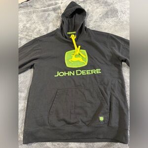 John Deere Black Hoodie with Green and Yellow Logo